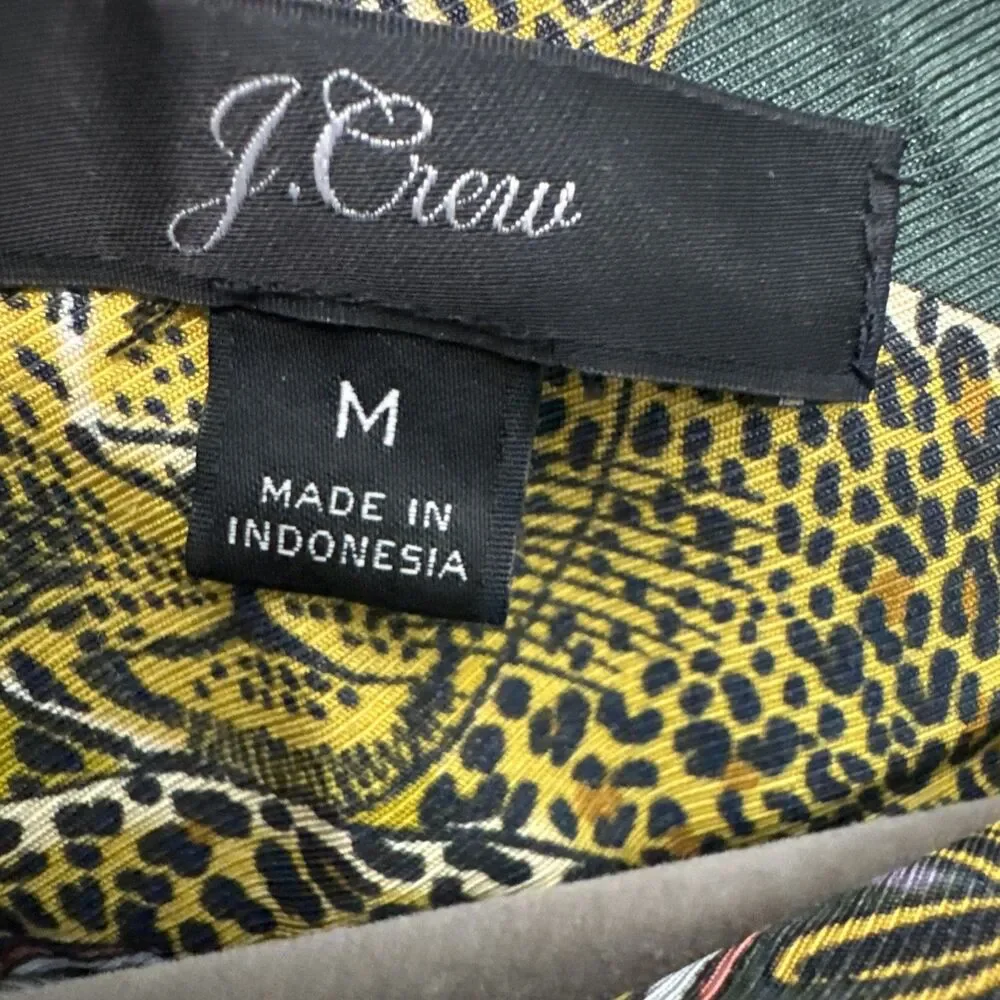 j crew top women medium top blouse jungle theme long sleeve